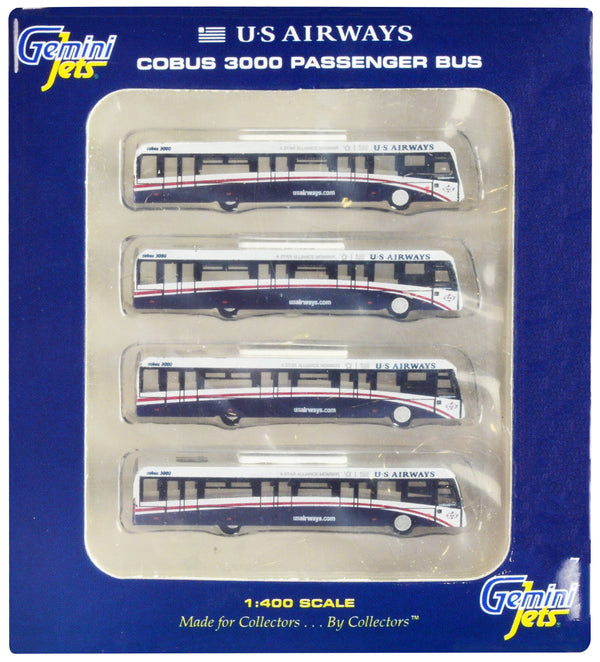 Cobus 3000 Passenger Bus White and Blue "US Airways Shuttle Bus" 4 Piece Set 1/400 Diecast Models by GeminiJets image 2