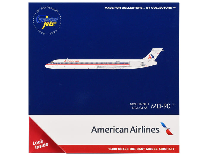 McDonnell Douglas MD-90 Commercial Aircraft "American Airlines" (N904RA) White with Blue and Red Stripes 1/400 Diecast Model Airplane by GeminiJets image 3