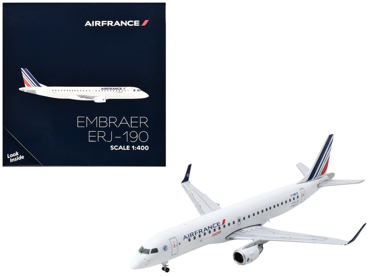 Embraer ERJ-190 Commercial Aircraft "Air France Hop" (F-HBLR) White with Striped Tail 1/400 Diecast Model Airplane by GeminiJets image 2