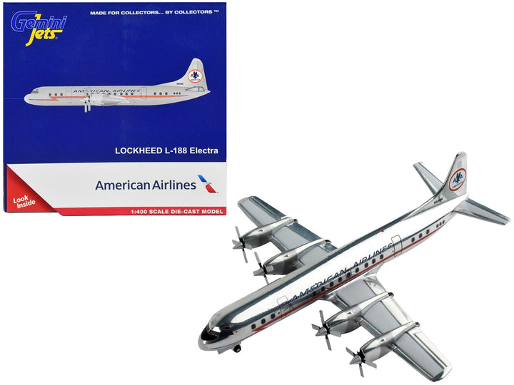 Lockheed L-188 Electra Commercial Aircraft "American Airlines" Silver with Red Stripes 1/400 Diecast Model Airplane by GeminiJets image 2