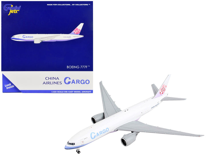 Boeing 777F Commercial Aircraft "China Airlines Cargo" White with Purple Stripes and Tail 1/400 Diecast Model Airplane by GeminiJets image 2