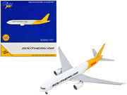 Boeing 777F Commercial Aircraft with Flaps Down "Southern Air - DHL" White and Yellow 1/400 Diecast Model Airplane by GeminiJets image 4