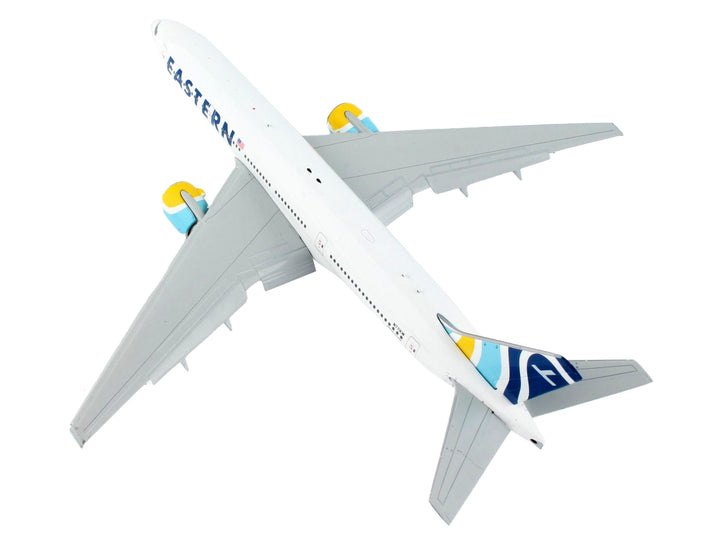 Boeing 777-200ER Commercial Aircraft with Flaps Down "Eastern Air Lines" White with Striped Tail 1/400 Diecast Model Airplane by GeminiJets image 2