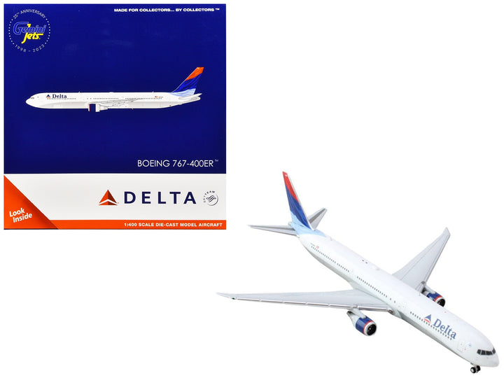 Boeing 767-400ER Commercial Aircraft "Delta Air Lines" (N829MH) White with Red and Blue Tail 1/400 Diecast Model Airplane by GeminiJets image 2