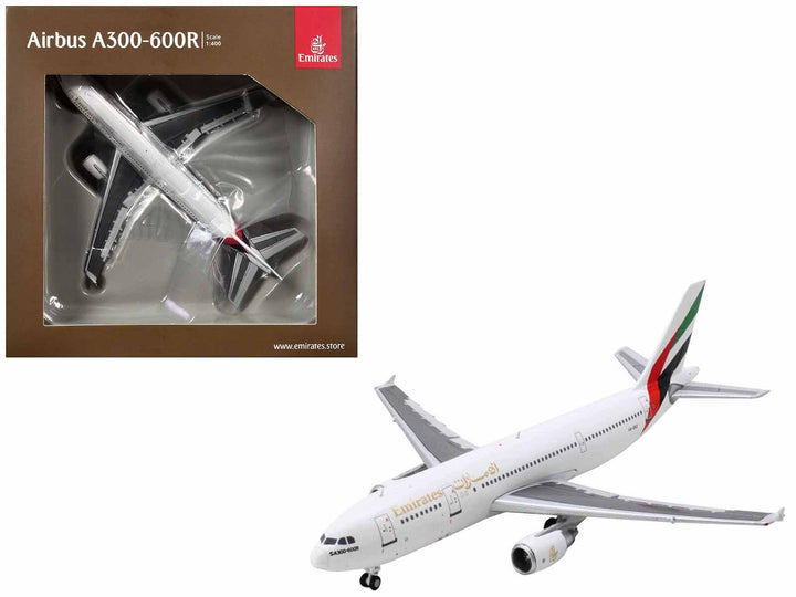 Airbus A300-600R Commercial Aircraft "Emirates Airlines" (A6-EKC) White with Striped Tail 1/400 Diecast Model Airplane by GeminiJets image 2
