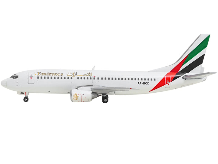 Boeing 737-300 Commercial Aircraft "Emirates Airlines" (AP-BCD) White with Striped Tail 1/400 Diecast Model by GeminiJets image 2