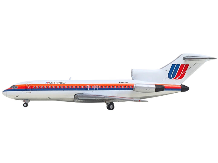 Boeing 727-100 Commercial Aircraft "United Airlines - Saul Bass Livery" (N7001U) White with Stripes 1/400 Diecast Model by GeminiJets image 2