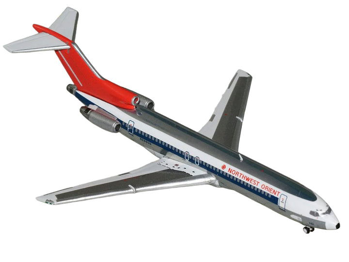 Boeing 727-200 Commercial Aircraft "Northwest Orient" (N298US) Silver with White Stripes and Red Tail 1/400 Diecast Model by GeminiJets image 2
