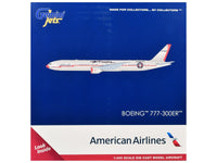 Boeing 777-300ER Commercial Aircraft "American Airlines - Flagship DFW" (N735AT) Silver with Orange Stripes 1/400 Diecast Model by GeminiJets image 3