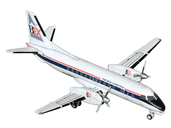 Saab 340A Commercial Aircraft "Business Express Airlines - The Delta Connection" (N749BA) White with Blue and Red Stripes 1/400 Diecast Model by GeminiJets image 2
