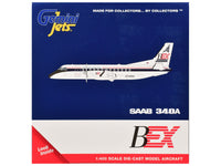 Saab 340A Commercial Aircraft "Business Express Airlines - The Delta Connection" (N749BA) White with Blue and Red Stripes 1/400 Diecast Model by GeminiJets image 3