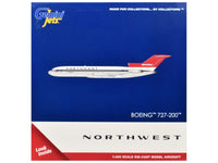 Boeing 727-200 Commercial Aircraft "Northwest Airlines" (N254US) White with Blue Stripes and Red Tail 1/400 Diecast Model by GeminiJets image 3