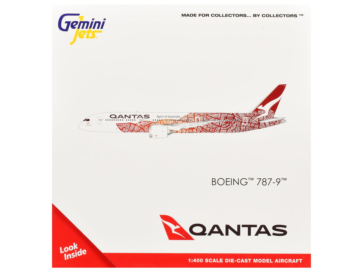 Boeing 787-9 Commercial Aircraft "Qantas - Yam Dreaming" (VH-ZND) White with Red Graphics 1/400 Diecast Model Airplane by GeminiJets image 3