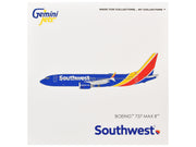 Boeing 737 MAX 8 Commercial Aircraft "Southwest Airlines" (N8788L) Blue with Red and Yellow Stripes 1/400 Diecast Model Airplane by GeminiJets image 3