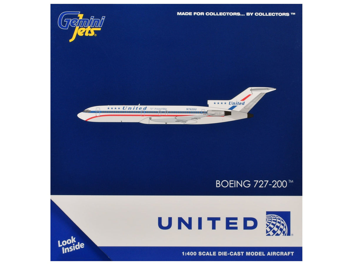 GeminiJets United Airlines Boeing 727-200 N7620U Stars and Bars Friend Ship 1:400 GJUAL2352, view 3