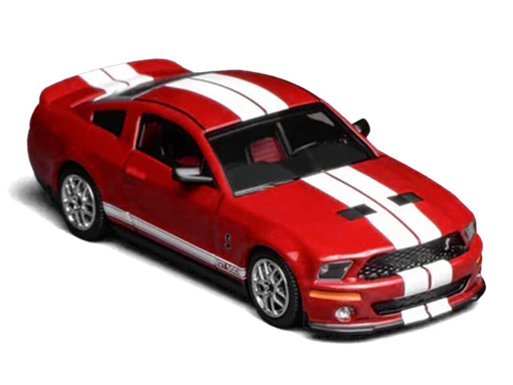 2007 Ford Mustang Shelby GT500 Torch Red with White Stripes 1/64 Diecast Model Car by MotorHelix & Greenlight image 2