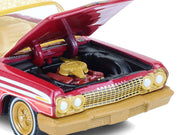 1963 Chevrolet Impala Lowrider "Michael Heralda Special Edition" Red Metallic with Cream Top and Interior with Gold Graphics "Hobby Exclusive" Series 1/64 Diecast Model Car by Greenlight image 2