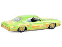 1970 Chevrolet Monte Carlo Lowrider "Michael Heralda Special Edition" Lime Green with Graphics "Hobby Exclusive" Series 1/64 Diecast Model Car by Greenlight image 4
