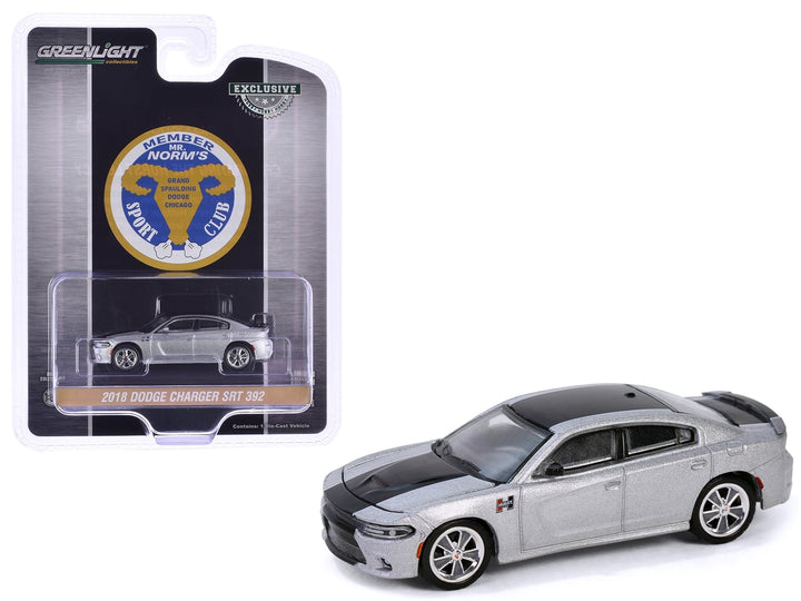 2018 Dodge Charger SRT 392 Silver Metallic with Black Stripe "Mr. Norm Heritage GSS Charger" "Hobby Exclusive" Series 1/64 Diecast Model Car by Greenlight image 2