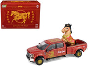 2022 Ford F-450 Dually Pickup Truck "Chinese Zodiac 2026 Year of the Horse" Red with Gold Graphics and Horse Figure "Hobby Exclusive" Series 1/64 Diecast Model Car by Greenlight image 6
