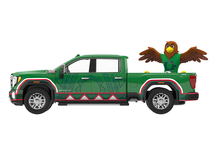 2022 GMC Sierra 3500 HD Pickup Truck Green with Mexican Soccer Graphics with Eagle Figure "International Soccer Celebration '26" Series 1/64 Diecast Model Car by Greenlight image 2