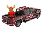 2022 GMC Sierra 3500 HD Pickup Truck Dark Red with Canadian Soccer Graphics with Moose Figure "International Soccer Celebration '26" Series 1/64 Diecast Model Car by Greenlight image 3