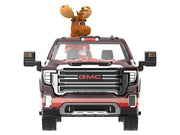 2022 GMC Sierra 3500 HD Pickup Truck Dark Red with Canadian Soccer Graphics with Moose Figure "International Soccer Celebration '26" Series 1/64 Diecast Model Car by Greenlight image 4