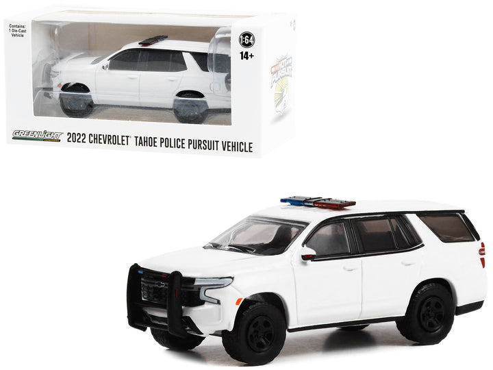 2022 Chevrolet Tahoe Police Pursuit Vehicle (PPV) White with Light Bar "Hot Pursuit" "Hobby Exclusive" Series 1/64 Diecast Model Car by Greenlight image 2