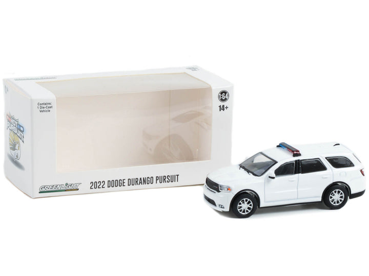 2022 Dodge Durango Pursuit Police Car with Lights White "Hot Pursuit" "Hobby Exclusive" Series 1/64 Diecast Model Car by Greenlight image 2