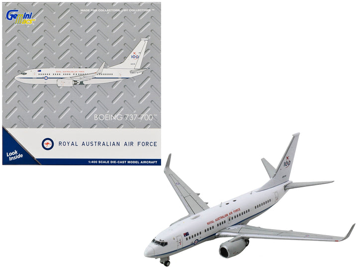 Boeing 737-700 Aircraft "Royal Australian Air Force 100th Anniversary" (A36-001) White with Blue Stripes "Gemini Macs" Series 1/400 Diecast Model Airplane by GeminiJets image 2