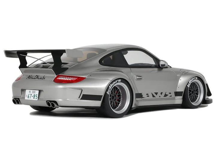 2024 Porsche 911 RWB Abu Silver Metallic with Black Hood 1/18 Model Car by GT Spirit image 2