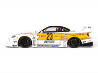 2021 Nissan Silvia (S15) LB-Super Silhouette RHD (Right Hand Drive) #23 White with Yellow Stripes 1/18 Model Car by GT Spirit image 4