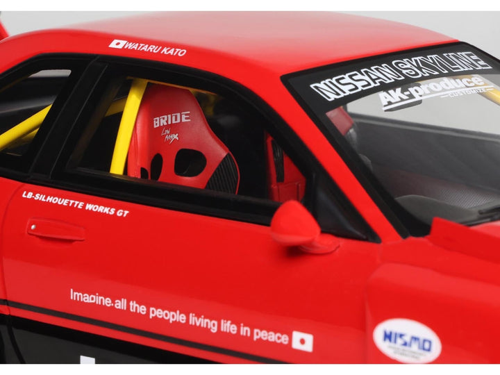 2020 Nissan Skyline GT-R (R34) LB-Super Silhouette RHD (Right Hand Drive) #5 Red and Black 1/18 Model Car by GT Spirit image 2