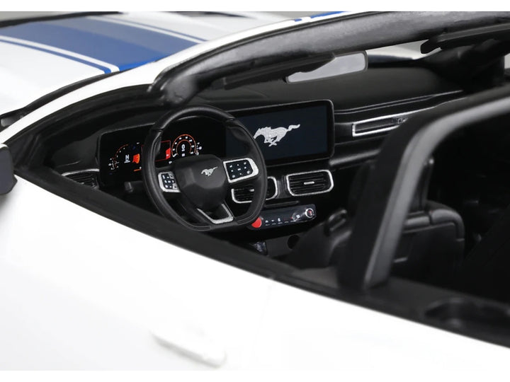 2025 Shelby Mustang Supersnake Convertible White with Blue Stripes 1/18 Model Car by GT Spirit image 2