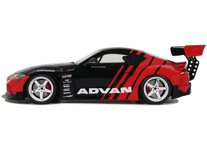 2020 Toyota Supra GR RHD (Right Hand Drive) "Advan" Black and Red 1/18 Model Car by GT Spirit image 2