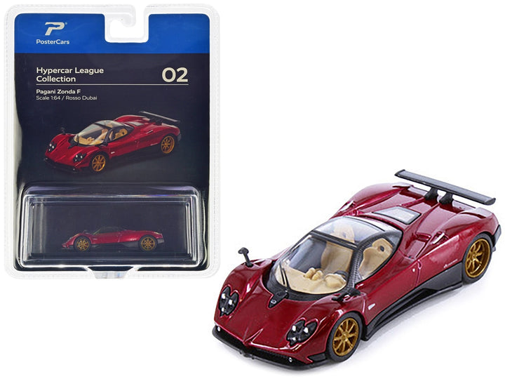 Pagani Zonda F Rosso Dubai Red Metallic "Hypercar League Collection" 1/64 Diecast Model Car by PosterCars image 2
