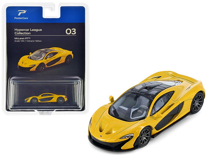 McLaren P1 Volcano Yellow Metallic with Black Top "Hypercar League Collection" 1/64 Diecast Model Car by PosterCars image 2