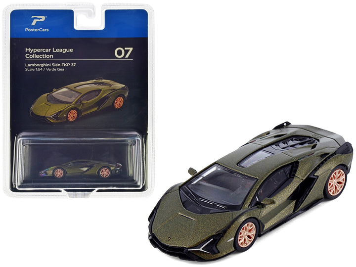 Lamborghini Sian FKP 37 Verde Gea Green Metallic "Hypercar League Collection" 1/64 Diecast Model Car by PosterCars image 2