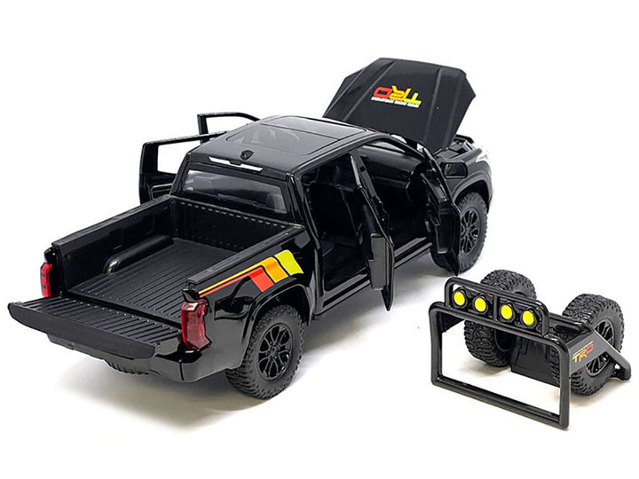 2023 Toyota Tundra TRD 4x4 Pickup Truck Black with TRD Stripes with Sunroof and Wheel Rack Limited Edition to 2400 pieces Worldwide 1/24 Diecast Model Car image 2