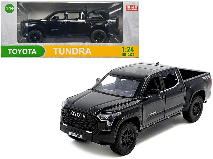 2023 Toyota Tundra TRD 4x4 Pickup Truck Black with Sunroof and Wheel Rack 1/24 Diecast Model Car image 2