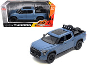 2023 Toyota Tundra TRD 4x4 Pickup Truck Cavalry Blue with Sunroof and Wheel Rack 1/24 Diecast Model Car