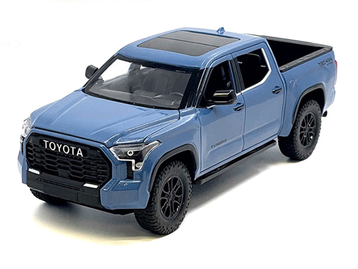 2023 Toyota Tundra TRD 4x4 Pickup Truck Cavalry Blue with Sunroof and Wheel Rack 1/24 Diecast Model Car image 2