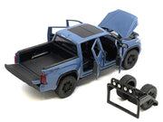 2023 Toyota Tundra TRD 4x4 Pickup Truck Cavalry Blue with Sunroof and Wheel Rack 1/24 Diecast Model Car image 4