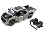 2023 Toyota Tundra TRD 4x4 Pickup Truck Cement Gray with Sunroof and Wheel Rack 1/24 Diecast Model Car image 2