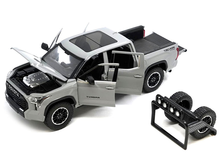 2023 Toyota Tundra TRD 4x4 Pickup Truck Cement Gray with Sunroof and Wheel Rack 1/24 Diecast Model Car image 2