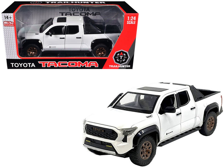 2024 Toyota Tacoma Trailhunter Edition Pickup Truck White Metallic 1/24 Diecast Model Car image 2