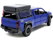 2024 Toyota Tacoma TRD Off-Road Edition Pickup Truck Blue Metallic with Bed Camper 1/24 Diecast Model Car image 2