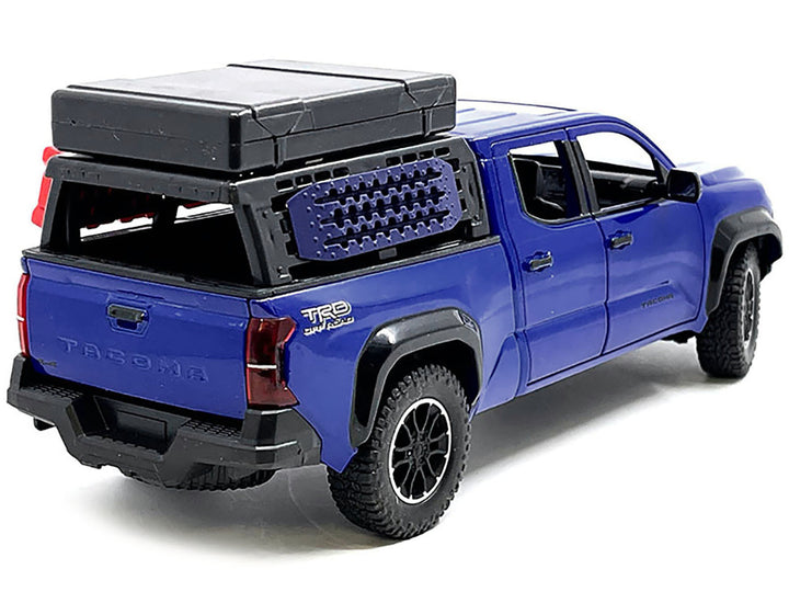 2024 Toyota Tacoma TRD Off-Road Edition Pickup Truck Blue Metallic with Bed Camper 1/24 Diecast Model Car image 2