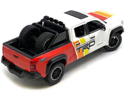 2024 Toyota Tacoma TRD Off Road Edition Pickup Truck White and Red with TRD Stripes with Sunroof and Wheel Rack Limited Edition to 2400 pieces Worldwide 1/24 Diecast Model Car image 3
