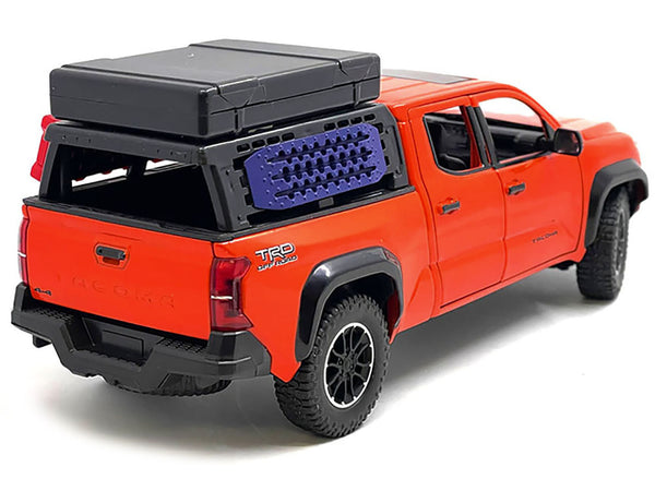 2024 Toyota Tacoma TRD Off-Road Edition Pickup Truck Octane Orange with Bed Camper 1/24 Diecast Model Car
